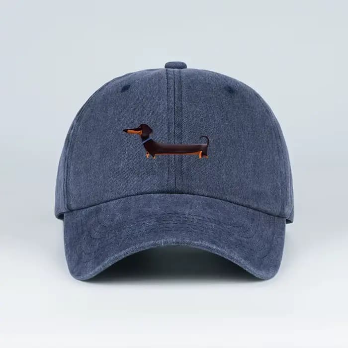 Casquette de baseball lavée à imprimé teckel, style rétro adorable sur le thème des chiens, idéale p