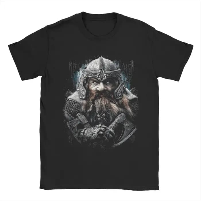 Gimli L-Lords Of The R-Rings T-shirt pour hommes en pur coton, T-shirt drôle à col rond, hauts à man
