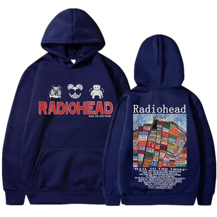 Radiohead-Sweat à capuche imprimé vintage pour hommes et femmes