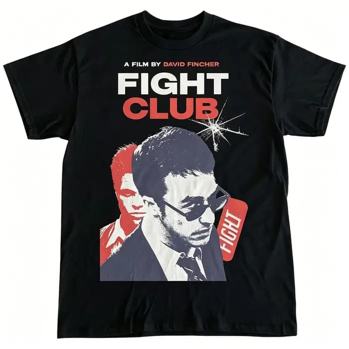 T-shirt graphique vintage pour homme 2026, motif film Fight Club, design David Fincher avec texte ro