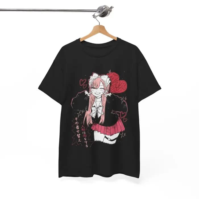 T-shirt unisexe en coton décontracté surdimensionné à col rond My Dress-Up Darling Marin Kitagawa Anime Kawaii Streetwear