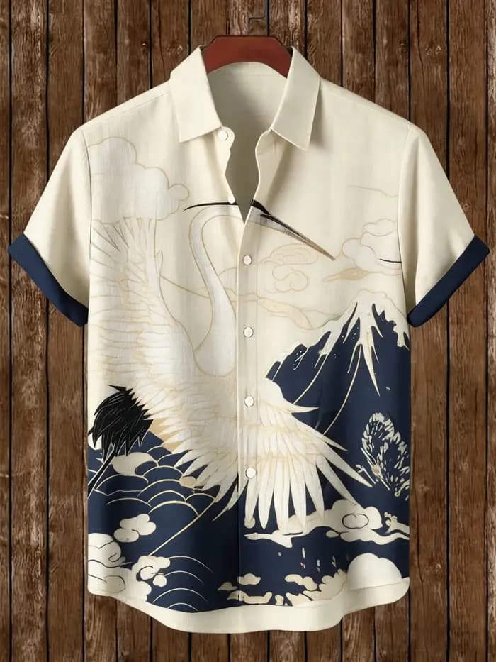 Chemise d'été à manches courtes pour hommes, imprimé paysage naturel en 3D haute définition, chemise
