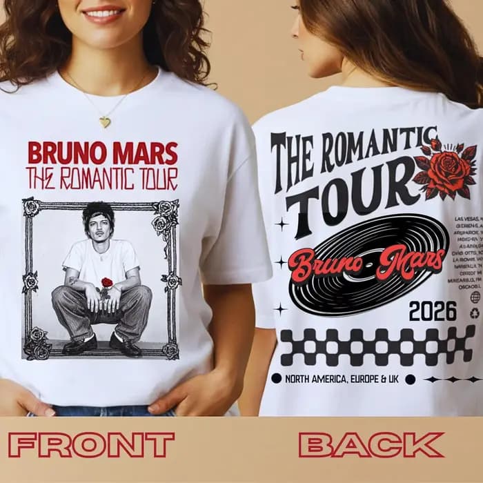 Bruno Mars The Romantic Tour T-shirt pour hommes et femmes
