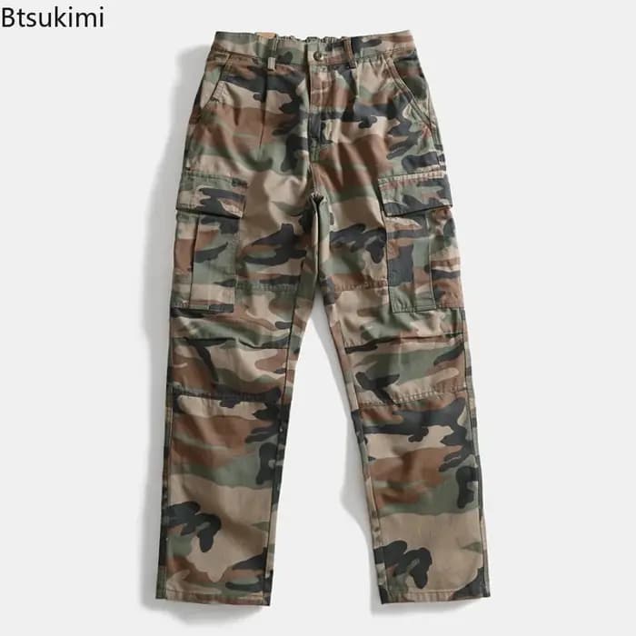 Pantalon de travail camouflage ample à jambe droite pour homme