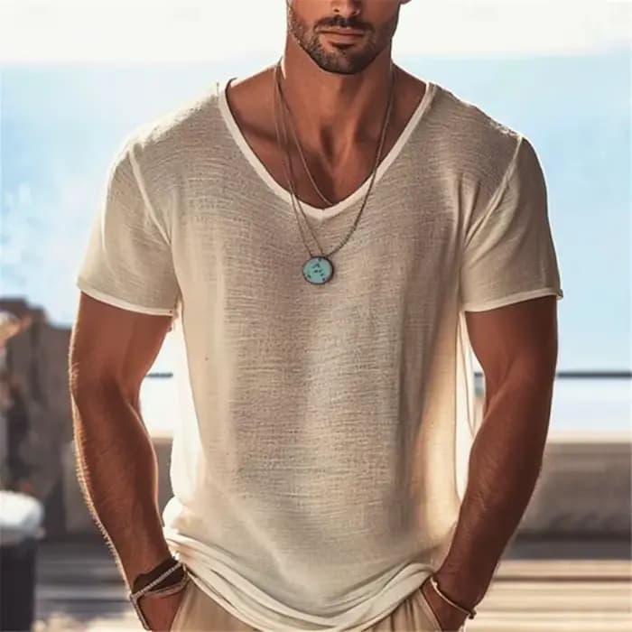 Vêtements pour hommes, t-shirt à manches courtes uni simple