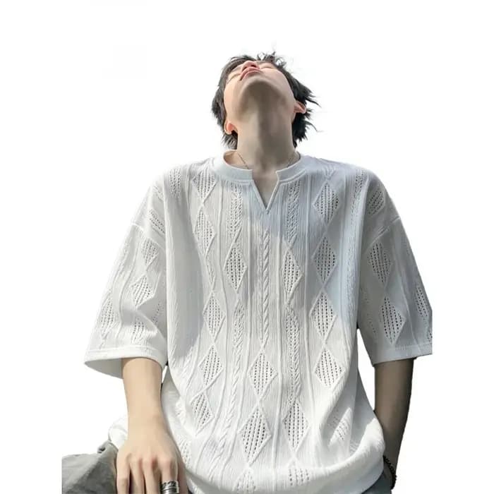 T-shirt ample pour homme à col en V