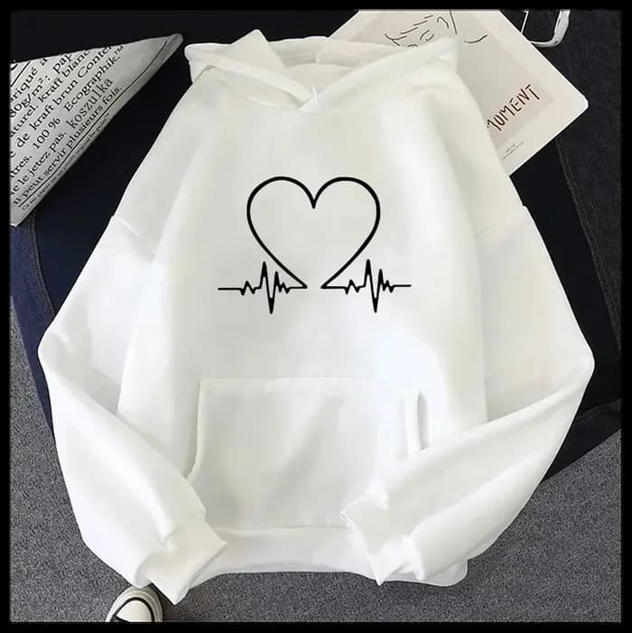 Sweat à capuche imprimé coeur d'amour pour femme toutes saisons quotidien décontracté sport sweat à