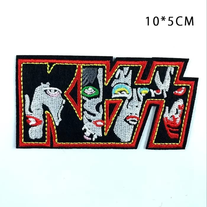 KISS anglais tissu autocollant coloré visage flamme baiser Hip Hop Style créatif bricolage adhésif dos tache patchs pour vêtements fierté