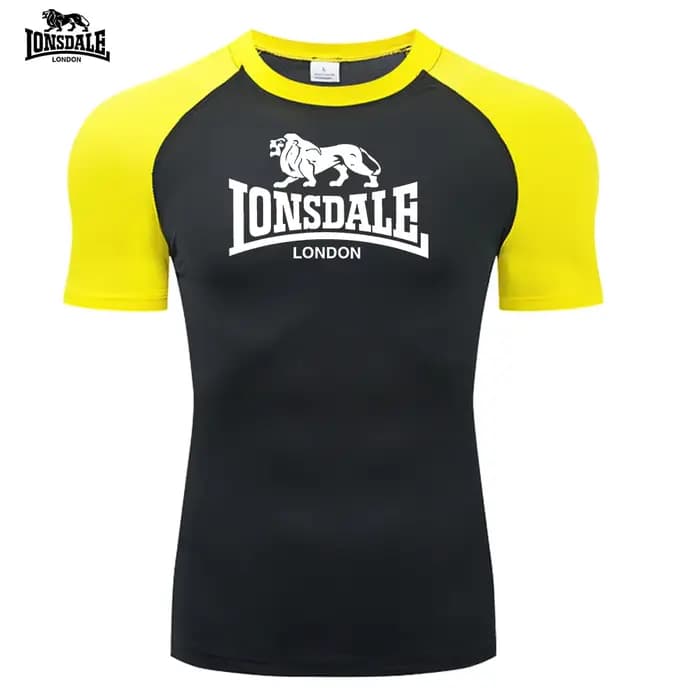 LONSDALE haut de course deux tons hommes T-shirts imprimés sous-vêtements de sport serrés séchage rapide T-shirt