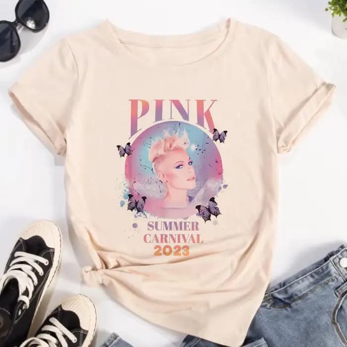 T-shirt rose p Nk pour femmes, streetwear drôle, vêtements graphiques féminins