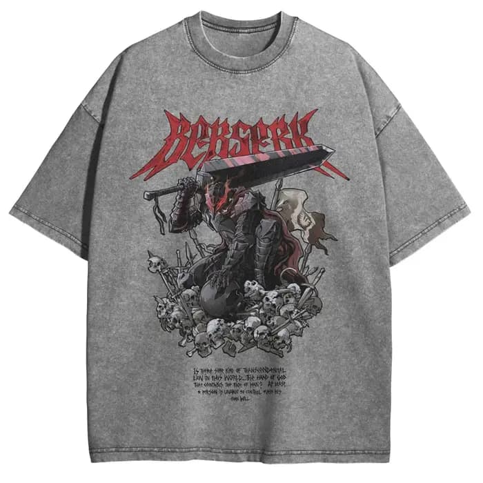 Berserk Guts T-shirt Manga graphique Vintage lavé