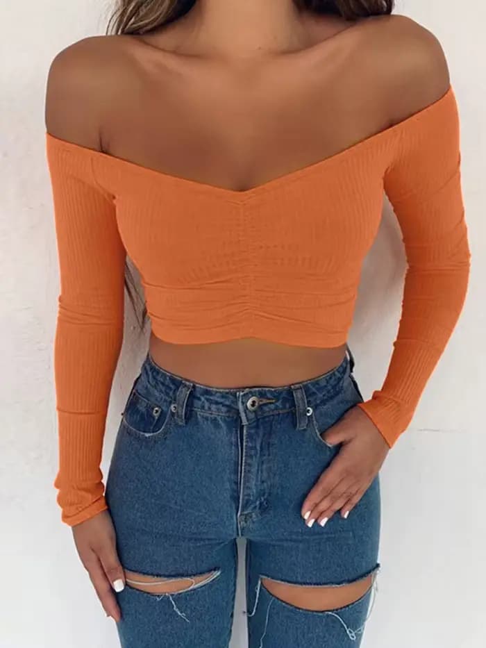 T-shirt à manches longues simple et sexy pour femmes
