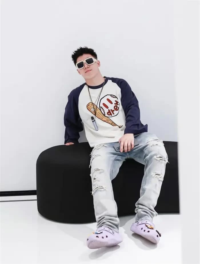 Drew House Vêtements pour hommes Impression logo multicolore manches longues
