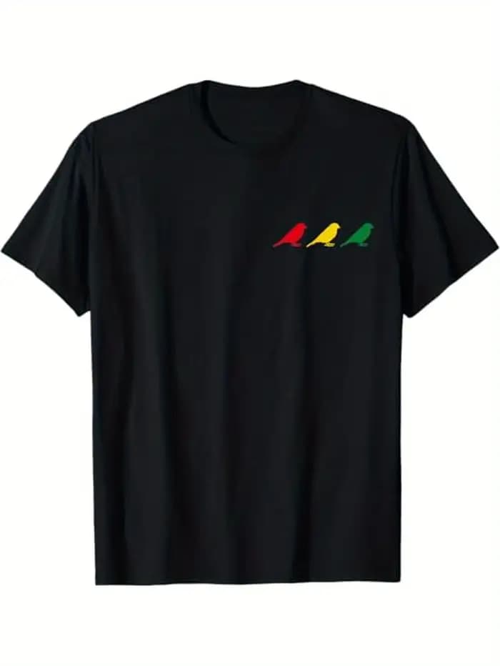 Rastafari jamaïcain Reggae T-Shirt coton décontracté col rond coupe régulière avec coloré drapeau