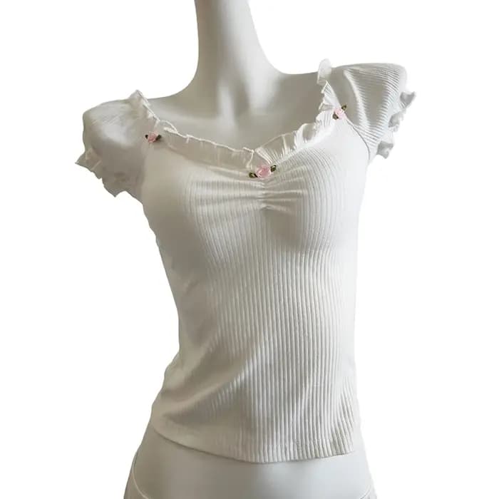 T-Shirt Blanc pour Fille Douce