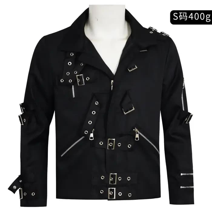 Veste de concert noire style punk avec rivets