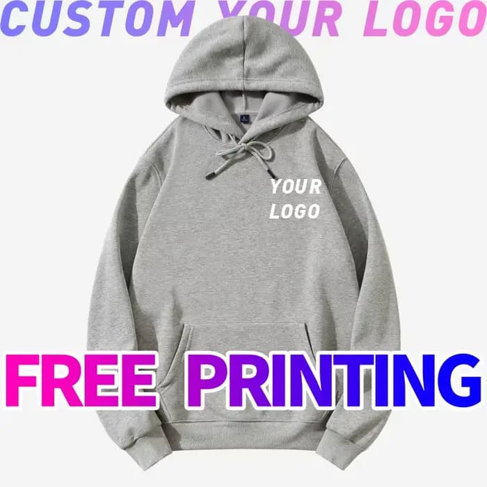 Sweat à capuche personnalisé gratuit logo imprimé image polaire automne hiver vêtements de travail décontractés hommes
