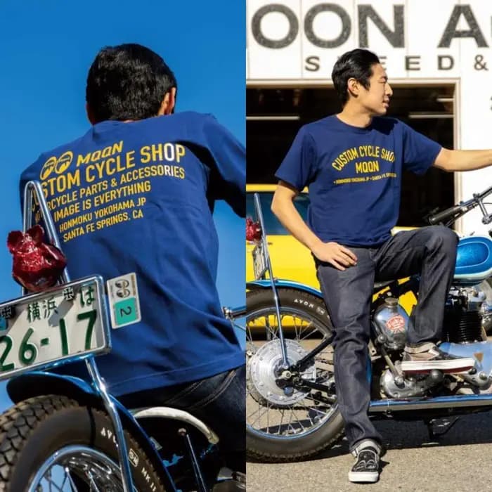 T-shirt en coton avec logo Moon Modified Car Motorcycle Brands