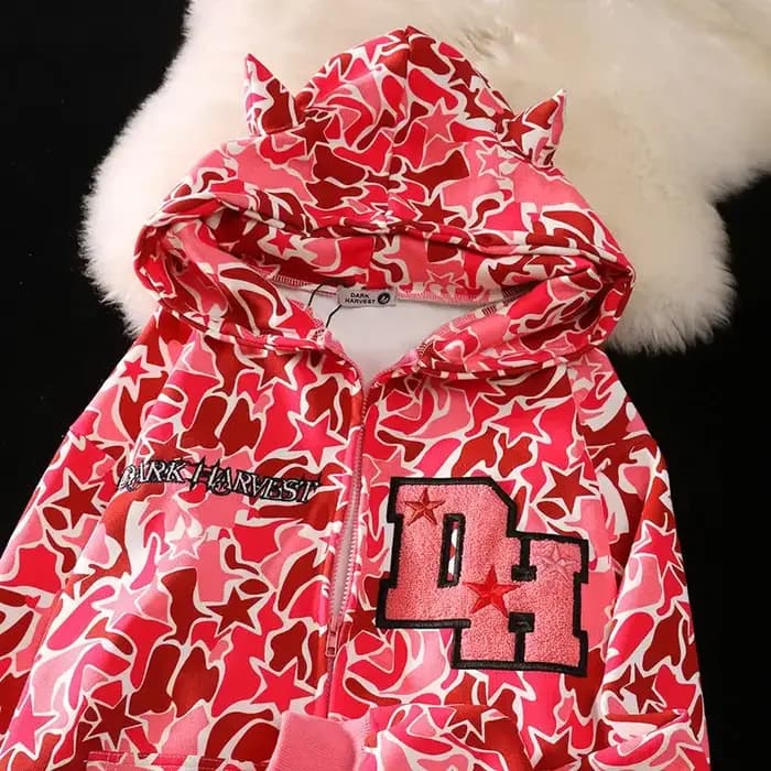 Harajuku imprimé léopard sweat à capuche zippé vêtements d'extérieur décontractés femmes