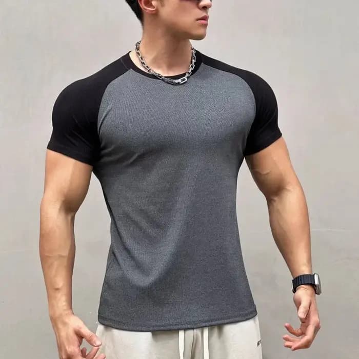 T-shirt de sport serré à manches courtes pour hommes