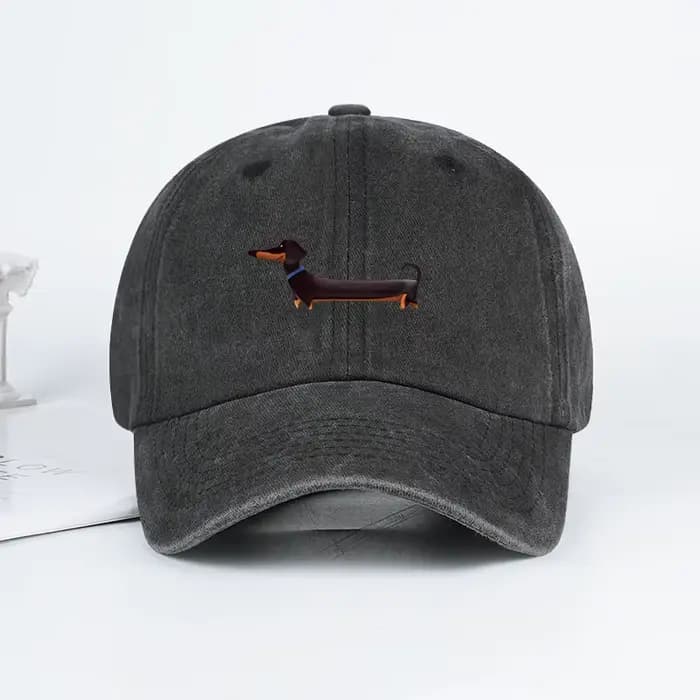 Casquette de baseball lavée à imprimé teckel