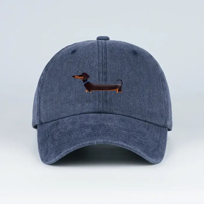Casquette de baseball lavée à imprimé teckel