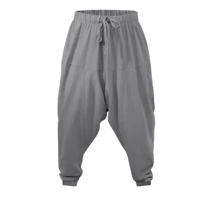 Sarouel pour hommes coton lin entrejambe bas confortable Streetwear coupe ample respirant léger pant