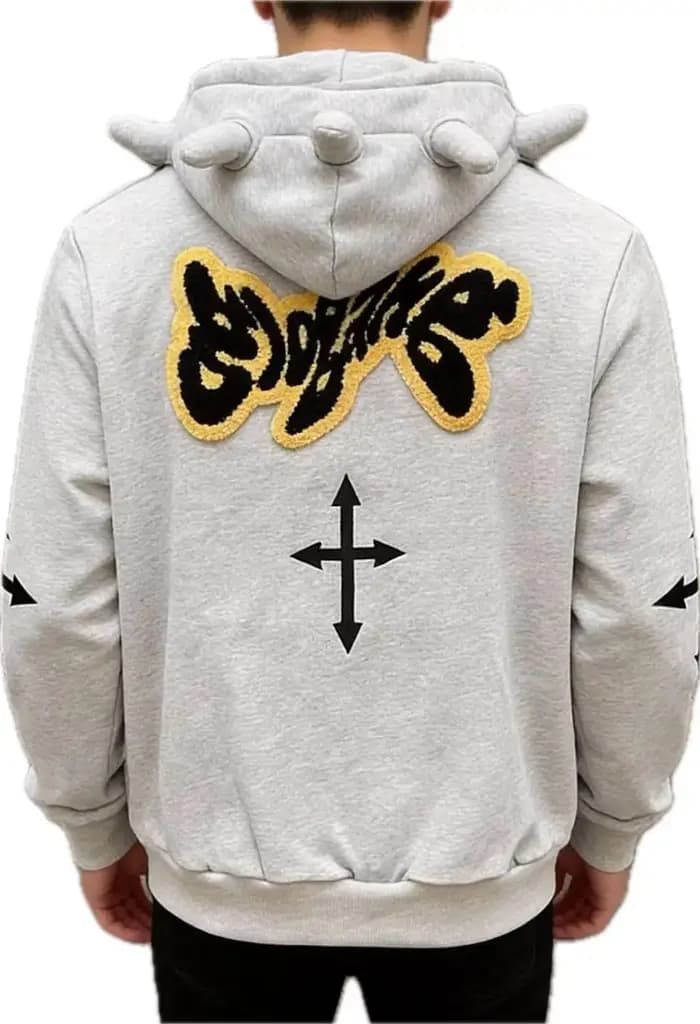 Sweat à capuche zippé gris ou noir Glo Gang