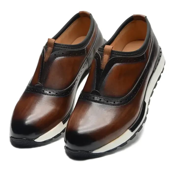 Baskets en cuir véritable faites à la main pour hommes