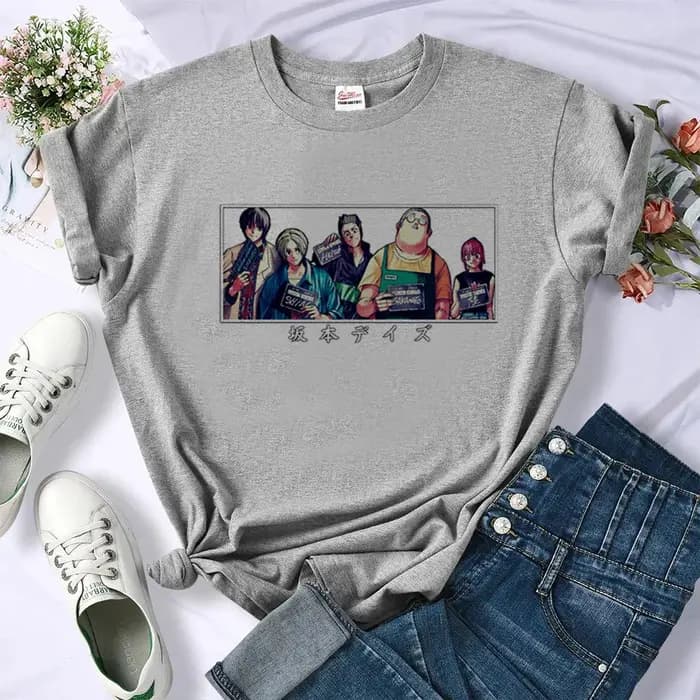 Sakamoto Days t-shirt adolescent gothique graphique anime années 80