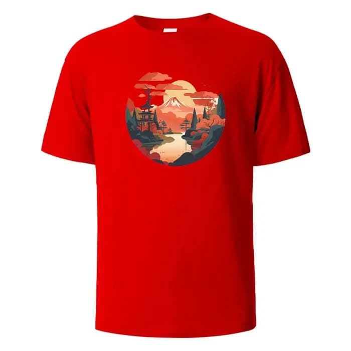T-Shirt Imprimé Mont Fuji pour Homme et Femme