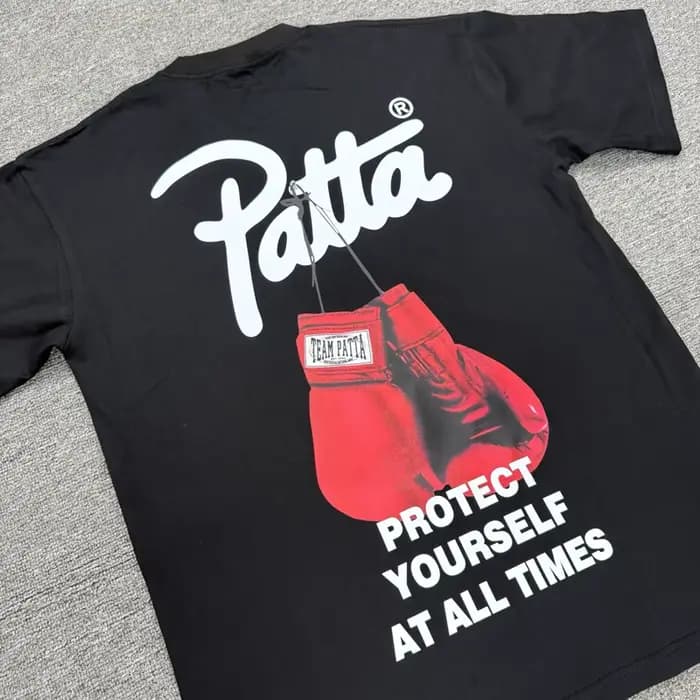 T-shirt PATTA rétro haut de gamme en coton drap fin respirant à manches courtes et motif imprimé style street pour homme et femme été