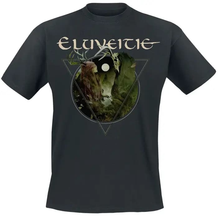 Eluveitie Raven Celtic Ornament Print T-shirt en coton noir pour hommes et femmes Folk Metal unisexe