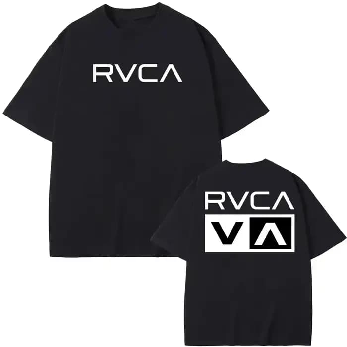 T-shirt RVCA noir en coton pour l'été, manches courtes, mode homme femme, design de marque, haut str