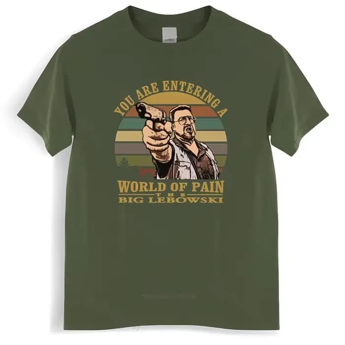 T-shirt homme, vintage, noir, The Big Lebowski, PéSobchak, You Are Entering A World of oto