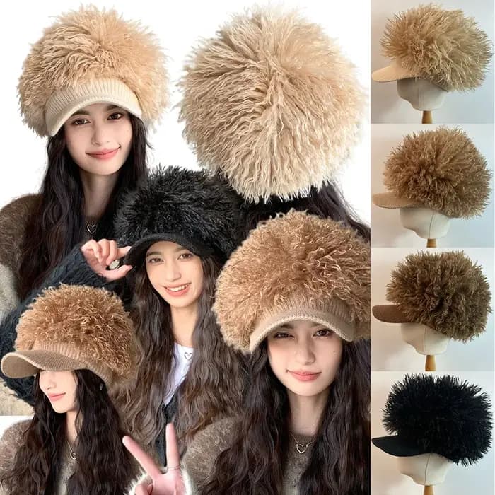 Casquette de Baseball avec perruque bouclée et moelleuse pour femmes et hommes