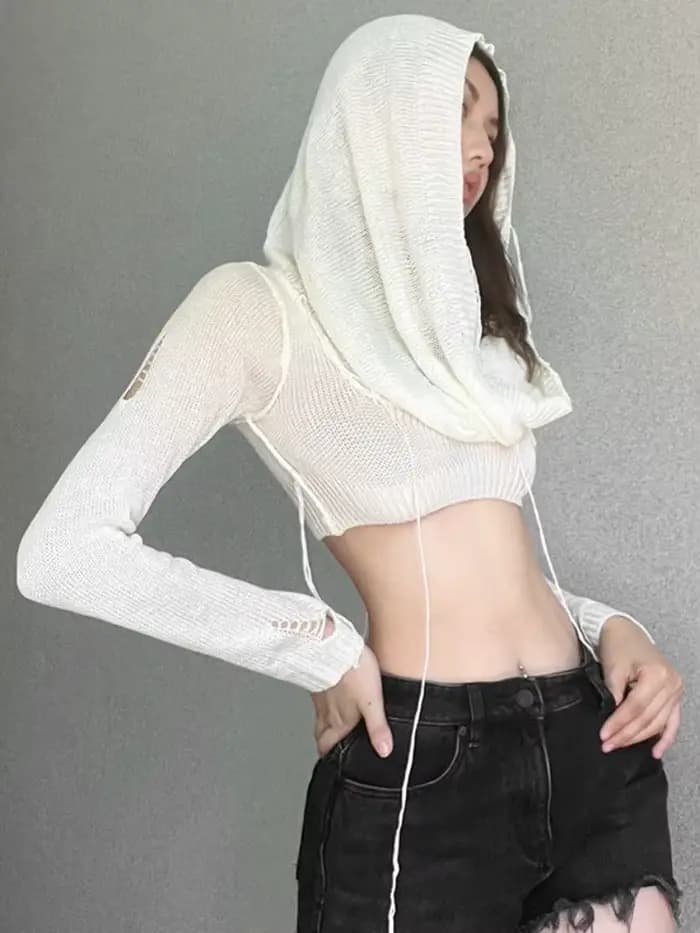 Haut court à capuche pour femmes