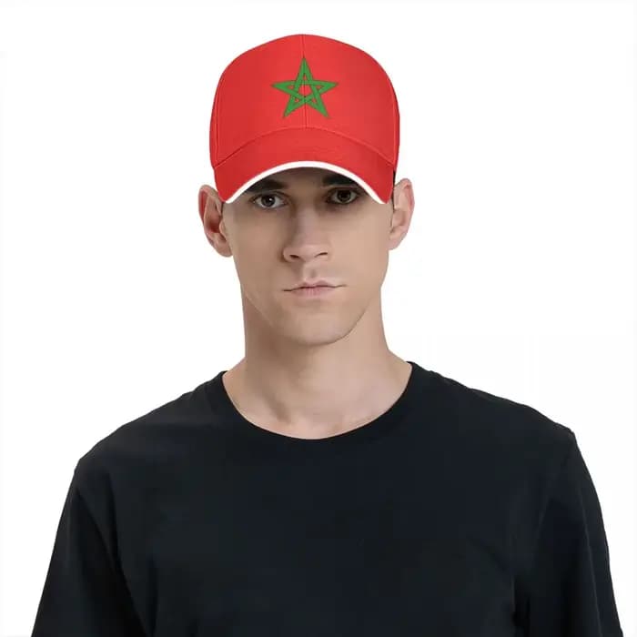 Casquette de Baseball délavée avec drapeau du Marocain pour hommes