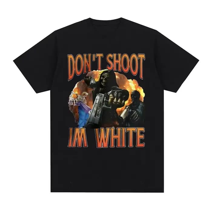 Drôle ne tirez pas, je suis blanc Meme graphique T-shirts pour hommes décontracté Humor à manches courtes T-shirt