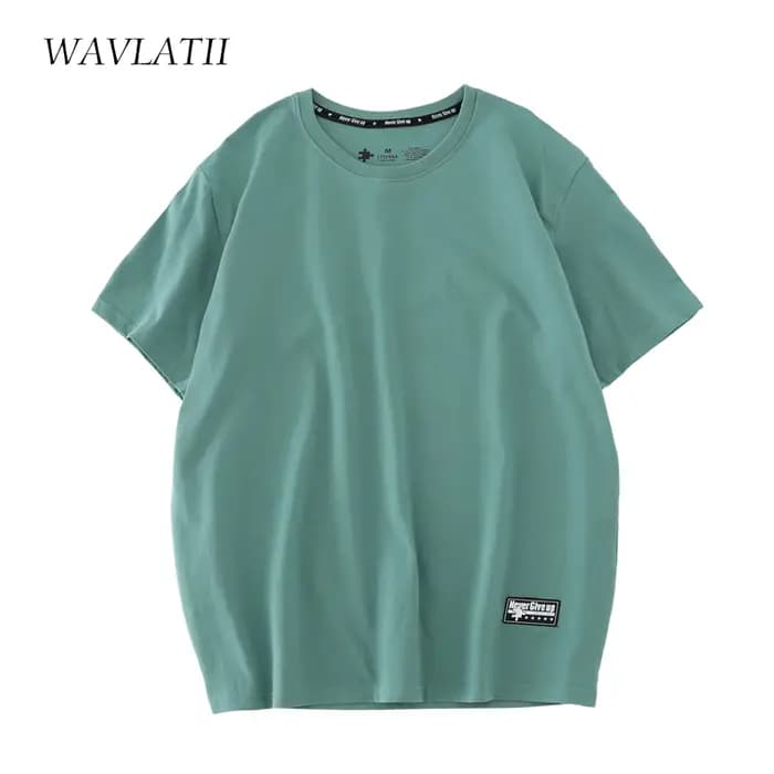 WAVLATII 2022 nouvelles femmes 100% coton t-shirts femme vert mode surdimensionné Streetwear à manches courtes