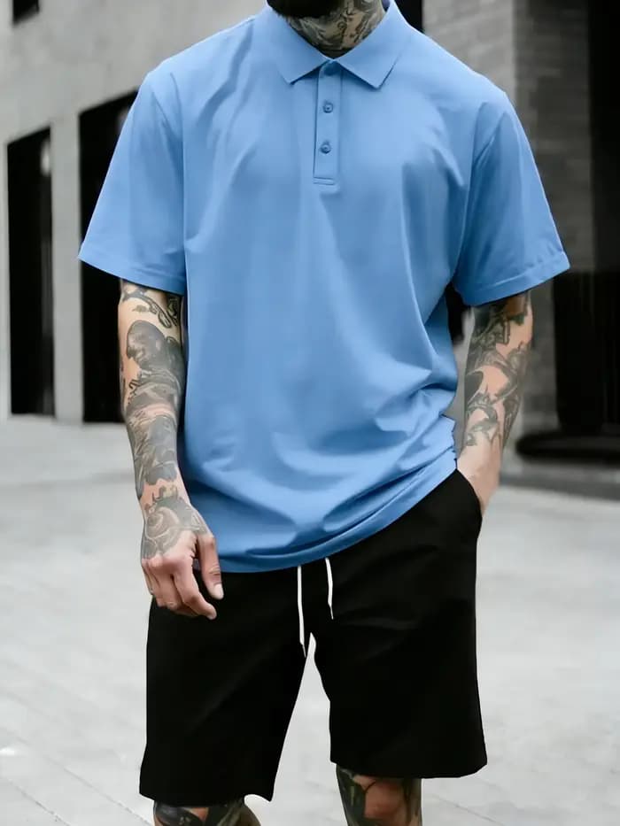 Polo ample homme 4 couleurs pour l'été – T-shirt sportif simple et tendance