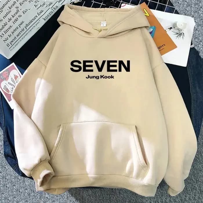 Sweat à capuche avec lettres imprimées JungKook Seven pour femmes/hommes