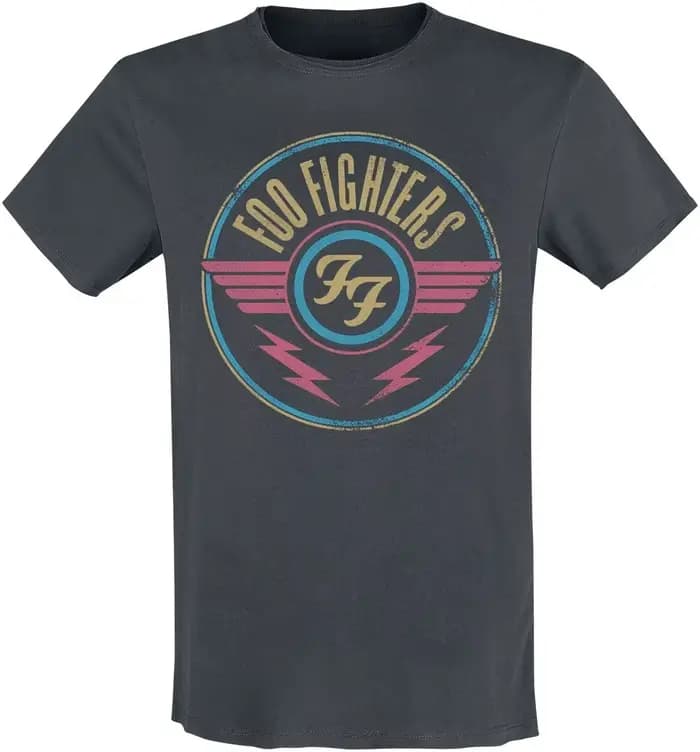 Foo Fighters FF Logo Retro Emblem Print T-shirt en coton imprimé, style rock alternatif, streetwear,