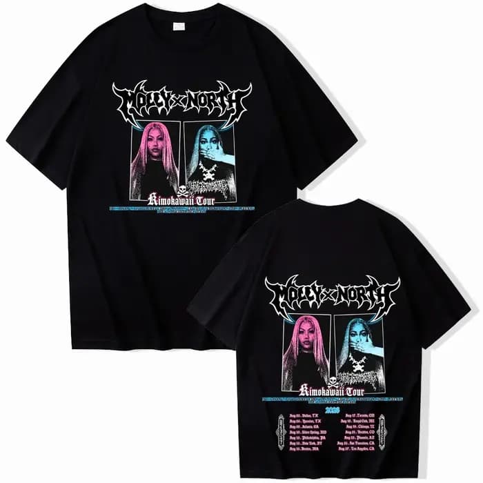 T-shirt North West Molly Santana Kimokawaii Tour pour homme et femme, chemise décontractée à manches