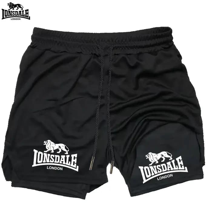 LONSDALE short de Fitness imprimé motif pour hommes Double couche 2 en 1 séchage rapide