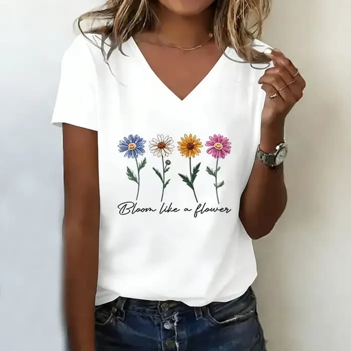 T-shirt tendance à fleurs