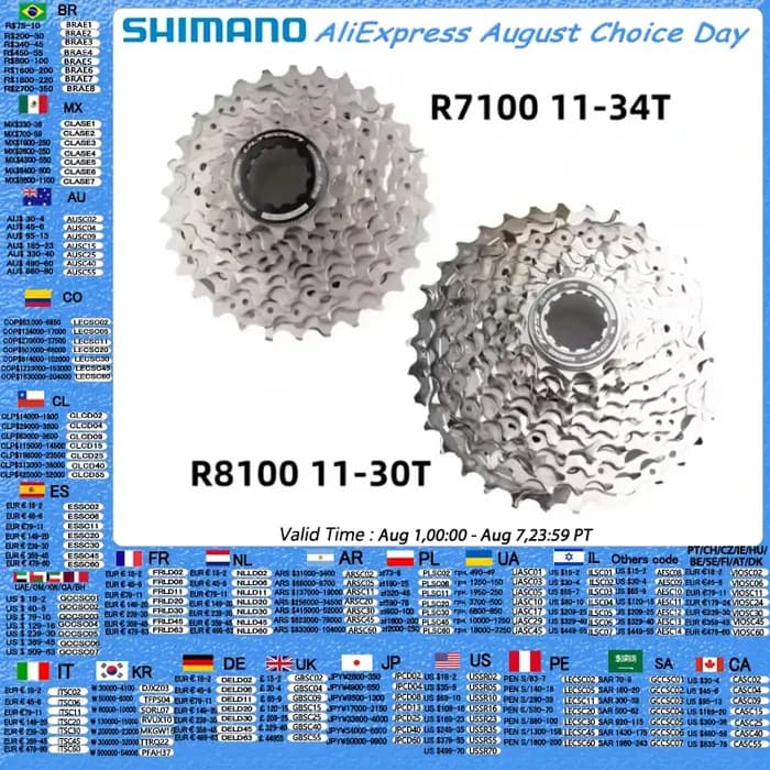 Shimano 105 R7100 Ultegra R8100 12 vitesses vélo de route Cassette R7101 11-34T 11-36T roue libre R8101 11-30T