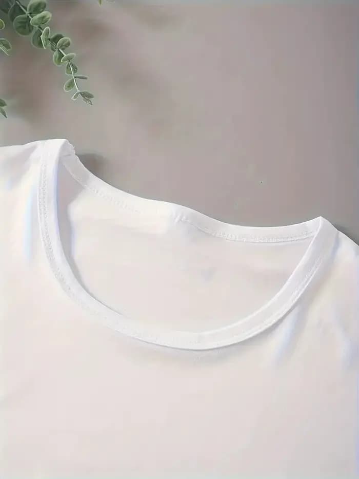 T-Shirt blanc à manches courtes et col ras du cou pour femme