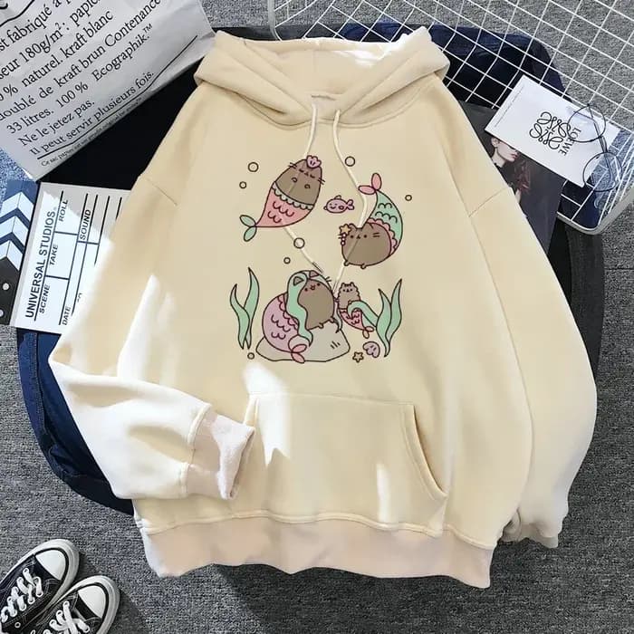 2020 drôle le chat à capuche femmes mode Kawaii coréen Harajuku sweat femme 90s dessin animé vêtements
