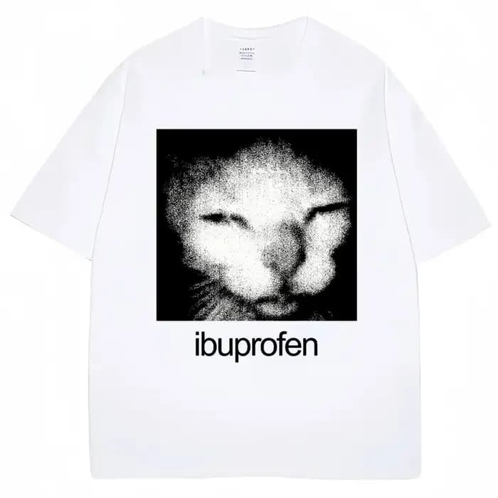T-shirt graphique vintage amusant avec chat Ibuprofène